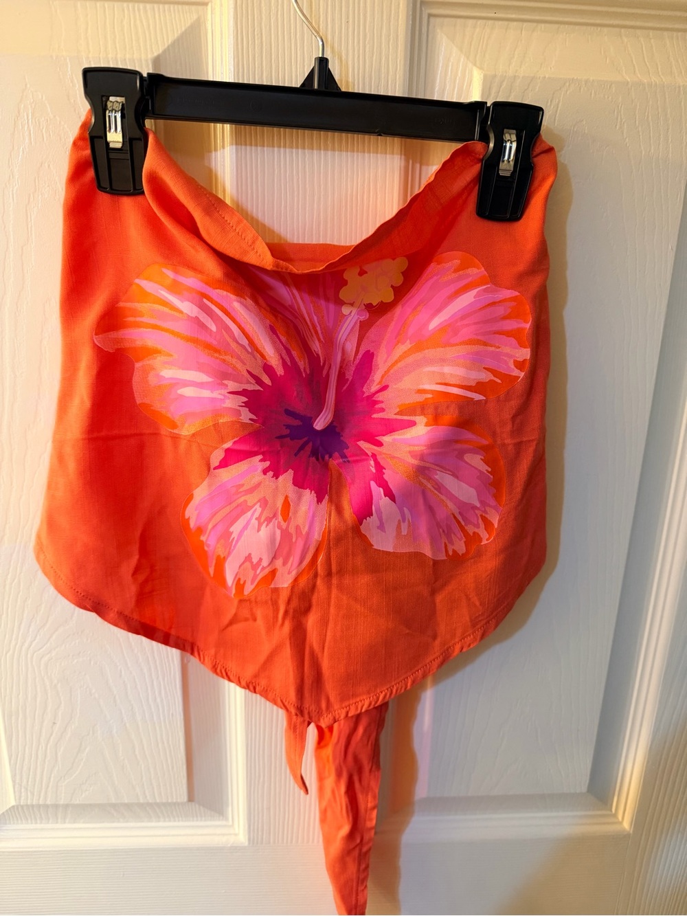 bebe Orange Tie-Front Scarf Top